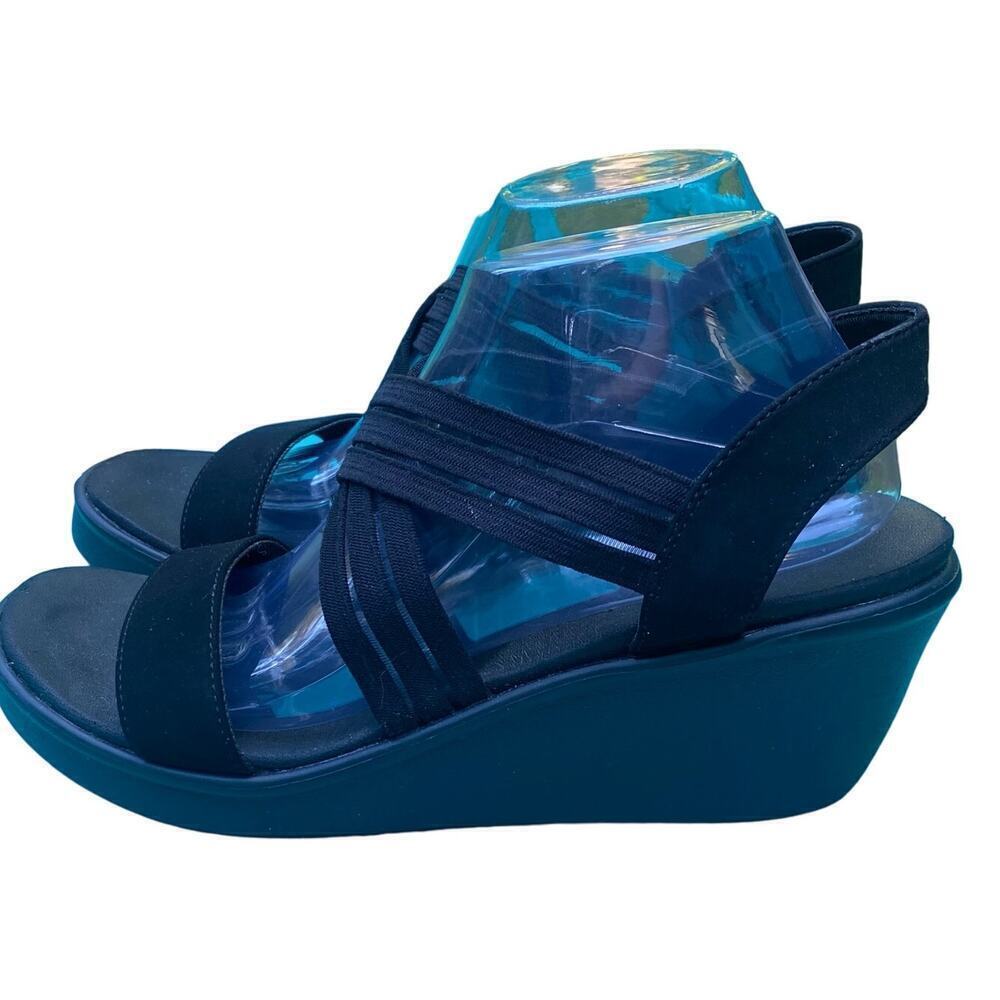 SKECHER'S "Cali" Women's Wedge Sandals, Black, Criss-Cross Strap, Size 11